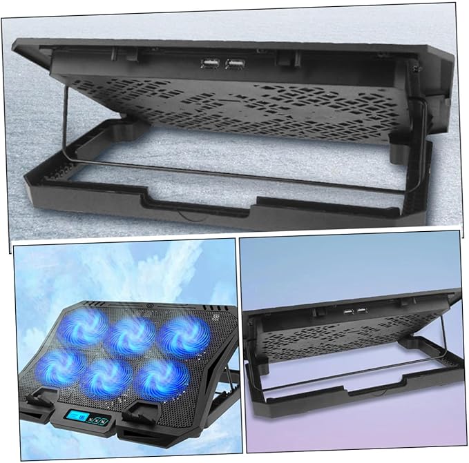 Laptop Cooling Pad 15.6 Inch with 6 Fans Quiet USB Powered Laptop Cooler Stand for Gaming and Office Use Adjustable Speed Blue LED Fan Cooling Base