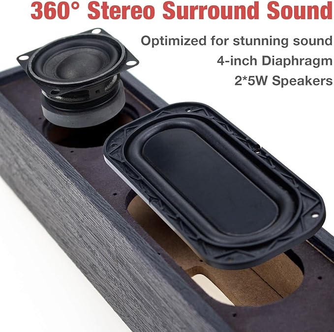 MICA Computer Speakers Vintage Wired Computer Sound Bar Retro Wooden Mini Soundbar 3.5mm Aux Connection USB Powered PC Speakers for Desktop Monitor Laptop Tablets (Black)