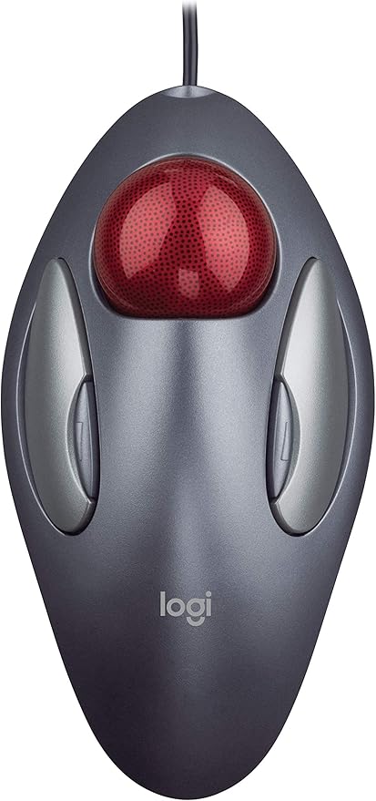 Logitech Trackman Marble Trackball Mouse – Wired USB Ergonomic Mouse for Computers with 4 Programmable Buttons Dark Gray