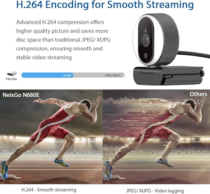 NexiGo N680E 1080P Webcam with Ring Light Privacy Cover and Dual Microphone Advanced Auto-Focus Adjustable Brightness Streaming Web Camera for Zoom Skype Facetime PC Mac Laptop Desktop (Renewed)