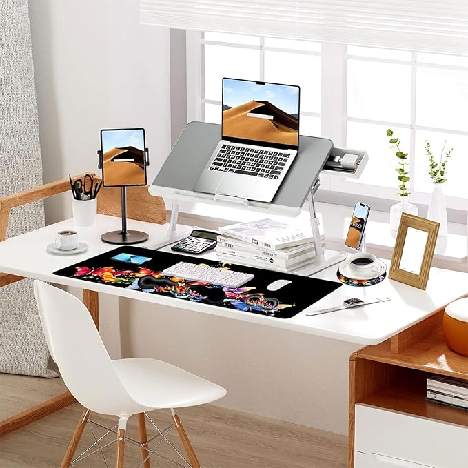 Keyboard Mouse Pad Set Extended Gaming Mouse Pad+Ergonomics Keyboard Wrist Rest Support Memory Foam Easy Typing Pain Relief 4Pcs XL Ultra Thick Desk MatButterfly Christmas Tree
