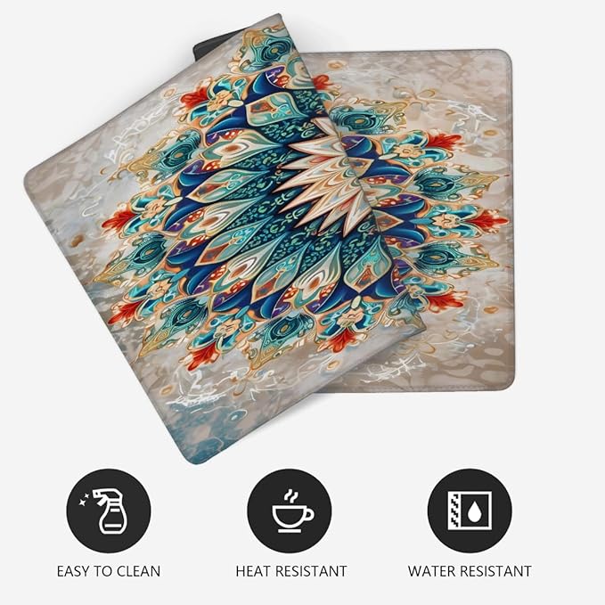 Color Flower Mandala Floral Large Mouse Pad Gaming Mousepad Desk Mat for Desktop Computer Keyboard Waterproof Mouse Mat Desk Pad with Non-Slip Base for Game School Office Home 35.4 x 15.7