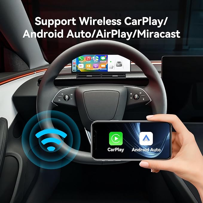 10.88 Inch Head Up Display Compatible with Tesla Model 3 2017-2023 Model Y 2019-2024 Smart Dashboard Touch Screen Instrument Cluster Display with Wireless CarPlay/Android Auto/Camera/Air Vent