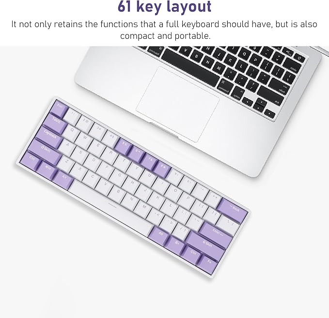 Vikye Mechanical Gaming Keyboard 3 - Modes 61 Keys Hot Swappable Keyboard with RGB Backlight for Laptop PC BT / 2.4GHz / USB - C