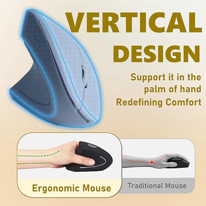 Urby Left Handed Mouse Vertical Left Handed Ergonomic Wireless Mouse Ideal for Lefty Users Gaming &amp Office Use Compatible with Windows/macOS/iPadOS. White