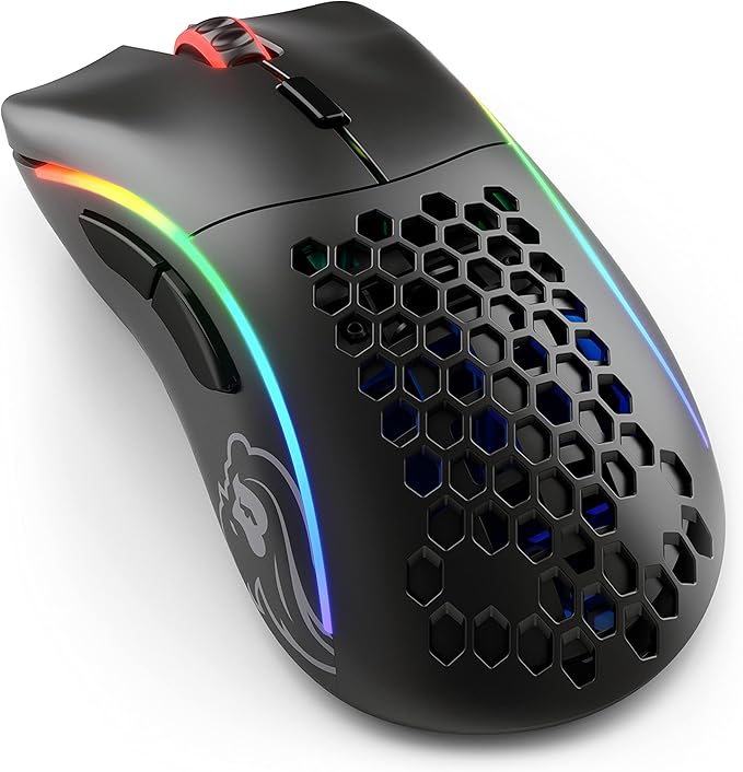 GLORIOUS Model D- (Minus) Wireless Gaming Mouse - 67g Superlight Honeycomb Design RGB Ergonomic Lag Free 2.4GHz Wireless Up to 71 Hours Battery - Matte Black