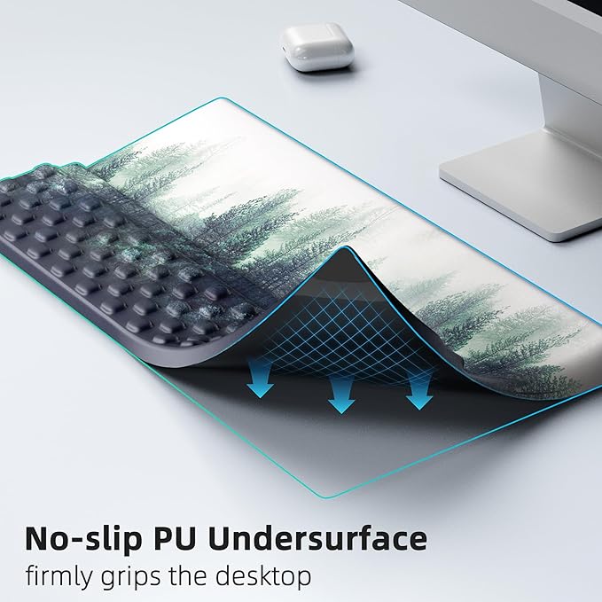 Ospelelf Keyboard Wrist Rest Pad Comfy Ergonomic Keyboard Stand Holder Office Desk Accessories Work from Home Essentials Green Forest Pattern