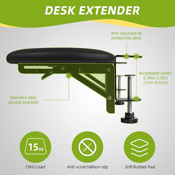 Desk Extender Adjustable Arm Rest Support for arm Support for Computer Desk Ergonomic Arm Rest Extender Rotating Mouse Pad Holder for Table Office Desk
