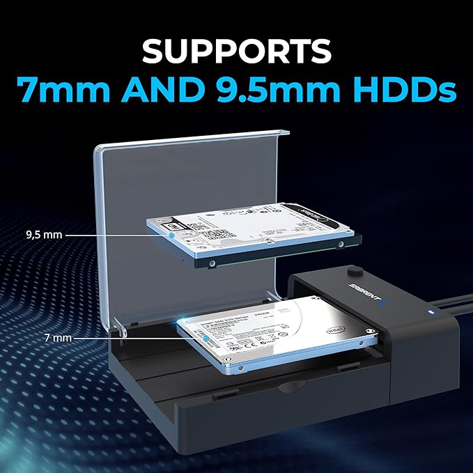 SABRENT USB 3.0 to SATA External Hard Drive Lay-Flat Docking Station for 2.5 or 3.5in HDD SSD [Support UASP] (EC-DFLT)