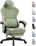 Dowinx Gaming Chair Fabric with Pocket Spring Cushion High Back Ergonomic Computer Chair with Footrest for Adults Massage Lumbar Support Swivel Game Chair for Office Gaming 300LBS Green