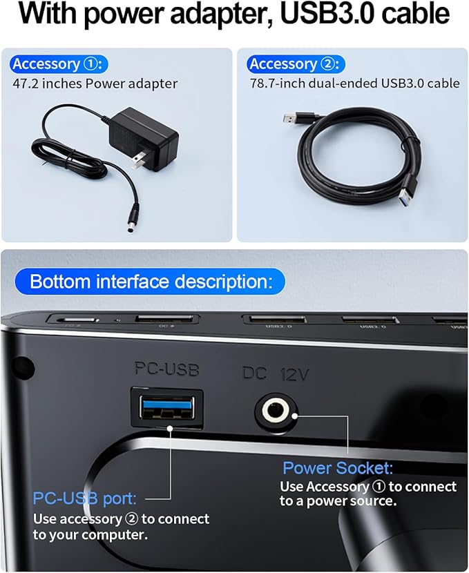 Computer Monitor Stand Riser for Desk with Usb Hub Charging30W/5Gbps Usb C Docking Station with Power4.4-5.7''Freely Height Adjustable with Phone HolderMonitor Stands Riser for PCLaptopPrinterTV