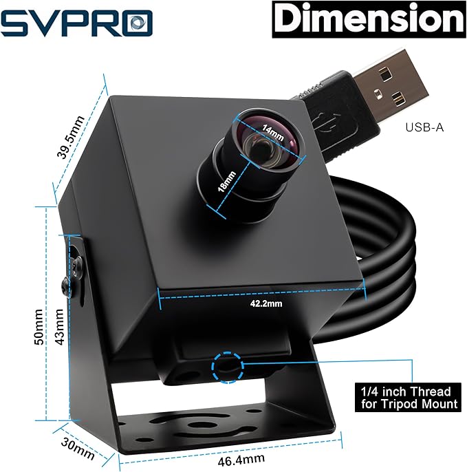 SVPRO 48MP USB Camera Ultra High Definition 8000x6000 Mini Lightburn Camera for Laser EngraverUSB2.0 Machine Vision Industrial Camera Wide Angle USB Webcam for ComputerRaspberry Pi