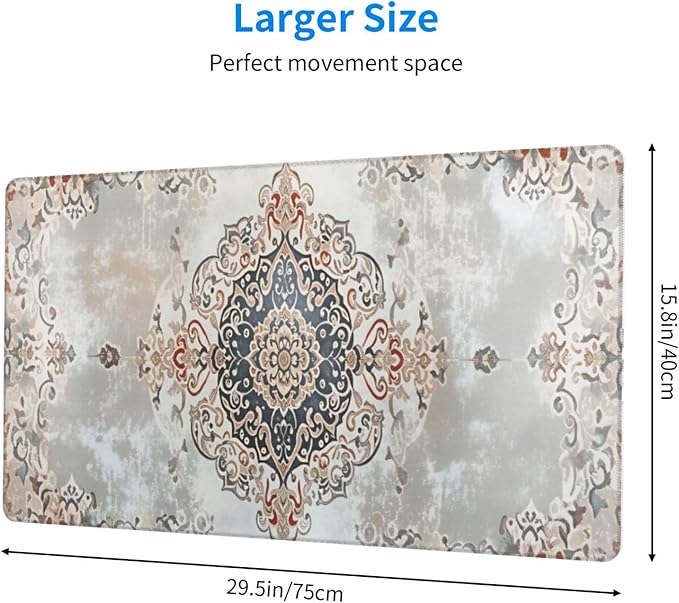 Boho Chic Desk Cover MatExtended Large Mouse PadComputer Laptop Mat Desk Decor for Office Game Home 30x16 Inch
