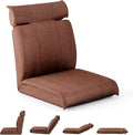 Giantex Floor Chair Floor Gaming Chair with Back Support 14-Poistion Adjustable Backrest 5-Position Adjustable Headrest Load 330 Lbs Lazy Sofa Couch Recliner for TV Reading Meditation (Brown)