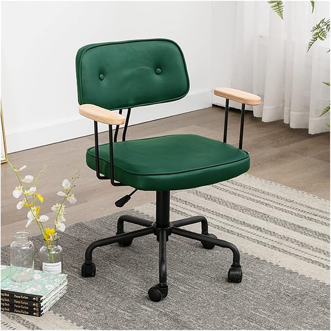 Adjustable Office Computer Chair with Armrest Office Chairs Office Furniture Home Soft Cushion Computer Armchair Lift Swivel Gaming Chair(Green-armrest)