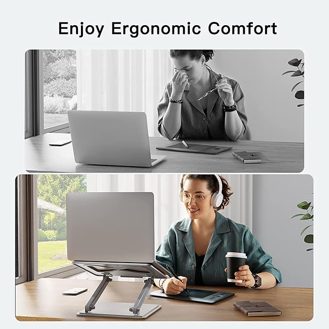 Laptop Stand with 360 Rotating Base Adjustable Height Up to 10Ergonomic Aluminum Laptop Riser Holder Computer Stand for Laptop 10 14 15 17 Inches/All MacBook Air Pro