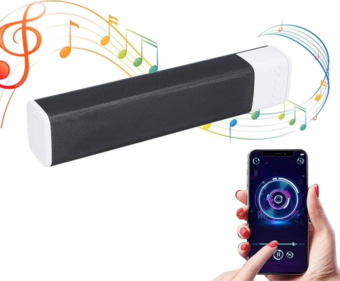 Yoidesu RGB Desktop Soundbar Bluetooth Computer Speaker with Dynamic Lighting Audio Light Sync Display 4Ω 5W for Home Gathering Outdoor Picnic (White)