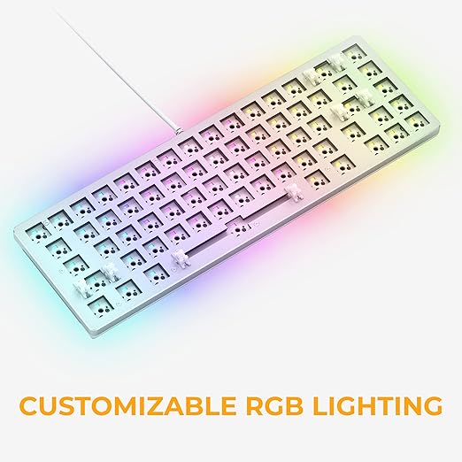 GLORIOUS Gaming GMMK 2 Compact 65% Barebones (Frame Only) - Mechanical Gaming Keyboard Frame Compact TKL Size (65%) Aluminium Customisable Per Key RGB American QWERTY Layout - White
