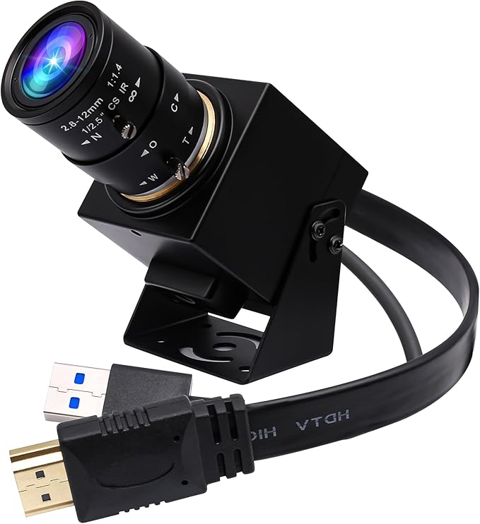 ELP 4K USB3.0 HDMI Webcam - 60fps 8MP 4X Zoom Lens (2.8-12mm) Close-up H.264 Telescope Industrial CCTV