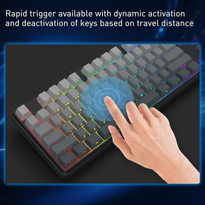 Redragon K707 HE Rapid Trigger Gaming Keyboard 87 Keys TKL Wired Mechanical Keyboard w/Hyper-Fast Actuation Hall Effect Magnetic Switch Actuation Point Adjustable Side Printed PBT Gradient Keycaps