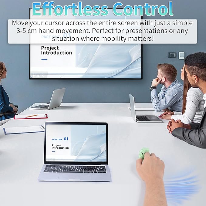 Bluetooth Mini Ring Mouse - Ergonomic Wireless Finger Mouse for Laptops Tablets &amp Presentations - Portable Easy to Use Long Battery Life (Green)