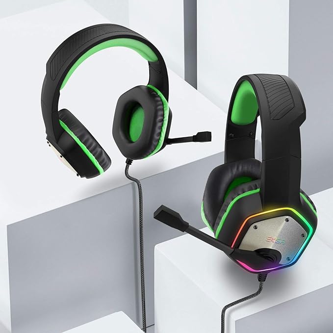 EKSA E1000 Gaming Headset Computer Headphones with Noise Canceling Mic &amp RGB Light Compatible with PC PS4 PS5 Laptop