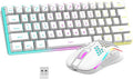 RedThunder 60% Wireless Gaming Keyboard and Mouse Combo 2500mAh Rechargeable Battery Ultra-Compact Small RGB Mechanical Feel Keyboard Lightweight Honeycomb Optical Mouse for Gaming/Business White