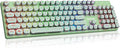 Redragon K710 Wireless Typewriter Mechanical Gaming Keyboard Bluetooth/2.4Ghz/Wired RGB Led Backlit Blue Switch - Clicky Rechargeable Solid Metal Panel Round Keycaps Green