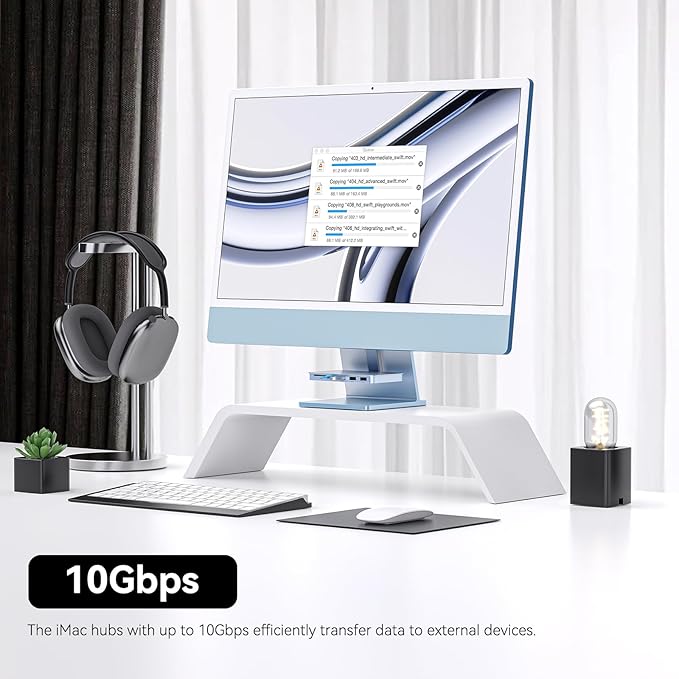 Minisopuru iMac Accessories for i Mac M1/M3/M4 USB C Hub for iMac 2021/2023/2024 with USB A/C 10Gbps SD/TF USB C Adapter Compatible with i-Mac 24 inch and Studio Display 27 Inches Blue.