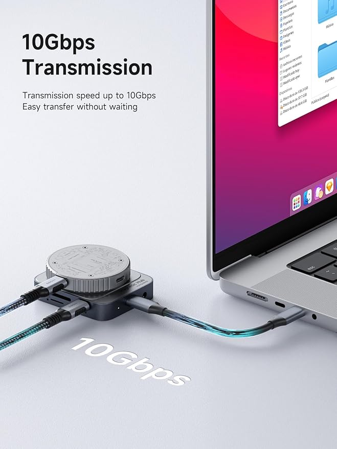 Hagibis Magnetic USB C Hub with Magsafe for iPhone 17 16 15 Pro Max 6 in 1 Type-C Docking Station SD4.0 Micro SD4.0 Card Solt 100W PD 10Gbps USB-C AUX for MacBook Pro Air iPad Pro (TC100S)