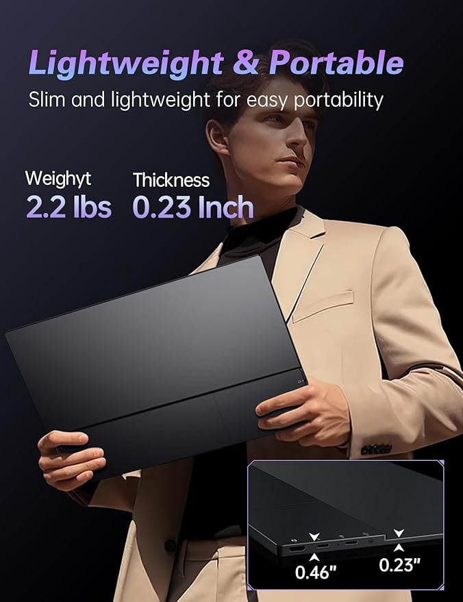 Portable Monitor 17.3 144Hz FHD 100% sRGB HDR Portable Gaming Monitor Travel Monitor with Kickstand &amp Speakers USB-C HDMI External Screen for Laptop Mac Xbox Switch PS5/4