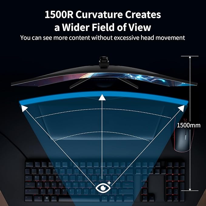 SANSUI 34-Inch Curved Gaming Monitor UWQHD 3440 x 1440 Up to 165Hz Curved 1500R - PIP/PBP 1ms(MPRT) HDR 300nits sRGB 125% DCI-P3 95%FreeSyncHDMIx2DP1.4(Cable Included)