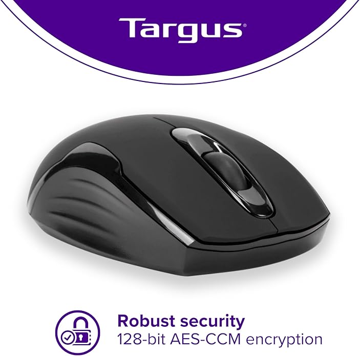 Targus Compact Mouse with Blue Trace Technology for Tracking and Retractable 2.5-Foot USB Cord Black and Gray (AMU75US)