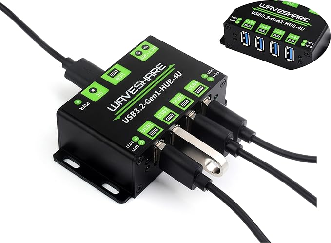4-Ch USB 3.2 Gen1 HUB 4-Port USB Hub 4X Extended USB 3.2 Gen1 Ports and 5Gbps Compatible with WindowsLinux and Android Systems and USB 3.2/2.0/1.1 No Driver Required Plug-and-Play