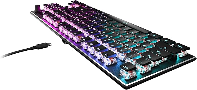 Turtle Beach Vulcan TKL Tenkeyless Linear Mechanical Titan Switch PC Gaming Keyboard with Per-Key AIMO RGB Lighting Anodized Aluminum Top Plate and Detachable USB-C Cable - Black