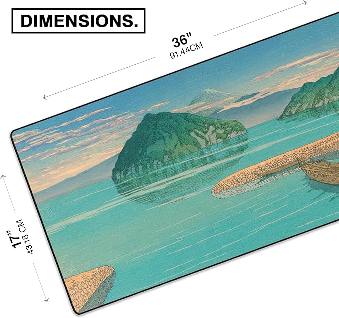 MPCO. Original Large Gaming Desk Mat – 36 x 17 Duraglyde Ukiyo-E Izuno Mitsu Full Desk Mouse Pad for Smooth Precision – Non-Slip Washable Extra-Large PC Mouse Pad for Gaming Sessions