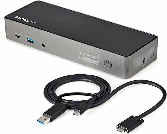 StarTech.com USB-C / USB-A Hybrid Docking Station for MacBook Pro / Air M1 M2 M3 M4 &amp Windows Universal Triple 4K 60Hz HDMI DP Dock Thunderbolt Compatible 85W Laptop Charging - TAA Black &amp