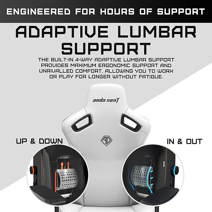 Anda Seat Kaiser 3 XL Gaming Chairs for Adults - Ergonomic White PVC Leather Gaming Chair with Lumbar Support Comfortable Office Seat with Neck Support - Heavy Duty Wide Gamer Seat