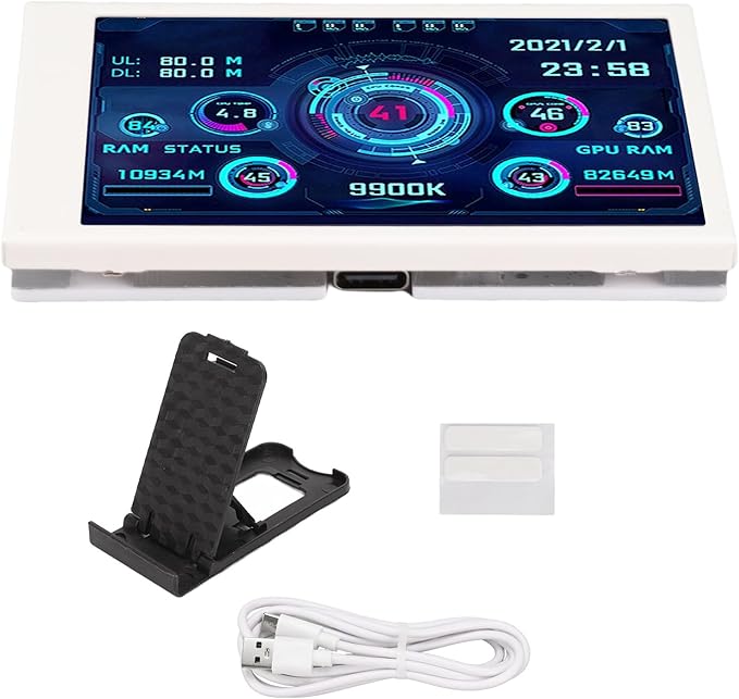 ZJchao Pc Temperature Display 3.5in Computer Temp Monitor Full View Display Computer Temp Monitor Computer Temperature Display with Stand for AIDA64 PC CPU RAM Hard Disk Data