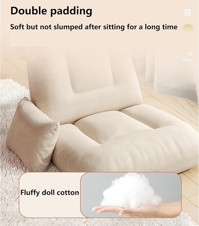 Adjustable Floor Sofa Chair 5-Position Multiangle Padded Floor Chair Cushioned Back Support Versatile Video Game Chairs for Meditation Seminars Reading TV Watchin Grey-Flannel