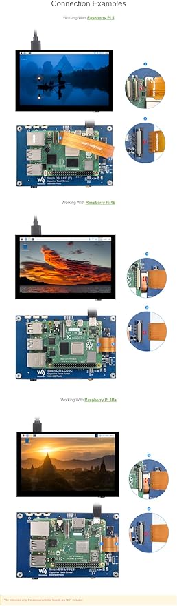 5 Inch DSI Touch Display for Raspberry Pi 5 IPS Panel 1024x600 Resolution Multi-Touch Adjustable Brightness