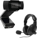 Supersonic SC-942WCH PRO HD Webcam and Stereo Headset 1080P HD Webcam Crystal Clear Audio and Video Adjustable Comfort Plug and Play Compatibility for Zoom &amp Teams in Home Office School