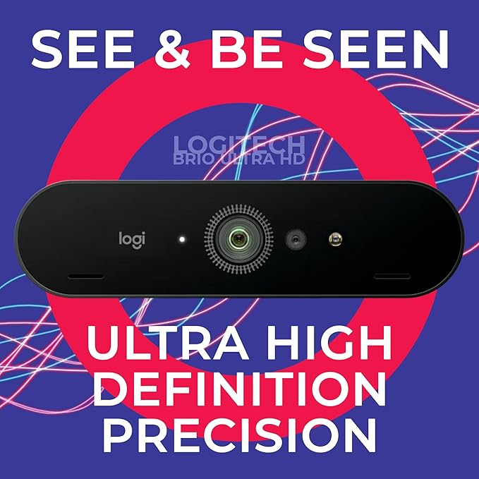 Logitech BRIO 4K Webcam Business PRO - Crystal-Clear Video Privacy Shutter HDR Enhanced Lighting Noise-Cancelling Microphone 960-001105 Windows macOS ChromeOS Compatible Global Teck Cloth