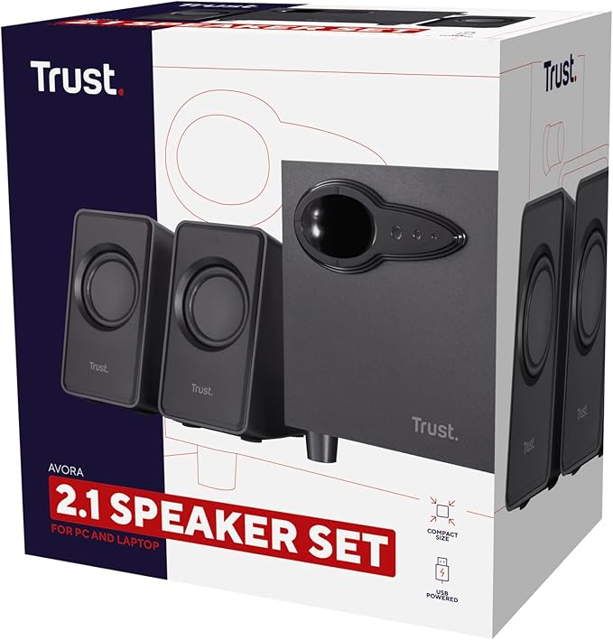 Trust WiFi 20442 Avora 2.1 PC Speakers with Subwoofer for Computer and Laptop USB Powered 18 W
