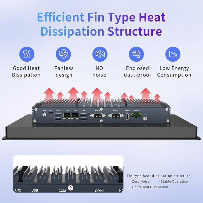 19 inch Industrie Panel PCIndustrial Embedded Panel PCIndustrial Fanless PCAll in One Touch Screen Windows 10 ProJ6412 8GB RAM 256GB ROM4xUSB3.02xUSB2.04xRS232+2xRS4858*GPIOHDMI2xLAN