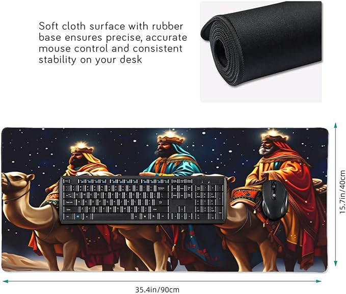 XXL Gaming Mouse Pad Extended (35.5X16) Wise Men &amp Camel Large Non-Slip Desk Mat Water-Resistant Keyboard Mousepad for Office &amp Home