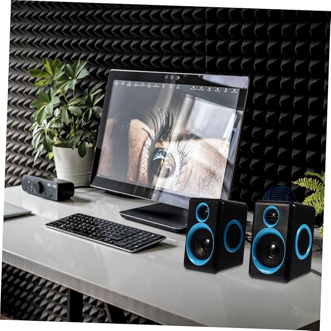 HOMSFOU 2pcs Mini Desktop Speakers USB Powered Loudspeaker Box for Home Computer Laptop Compact and Stylish Design for Enhanced Audio
