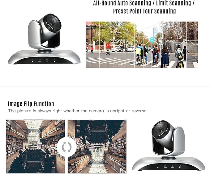 1080P HD Video Conference Camera 10X Optical Zoom Webcam 3D Noise Reduction 355° Rotation Plug &amp Play with Remote Control for Video Meetings Training Teaching