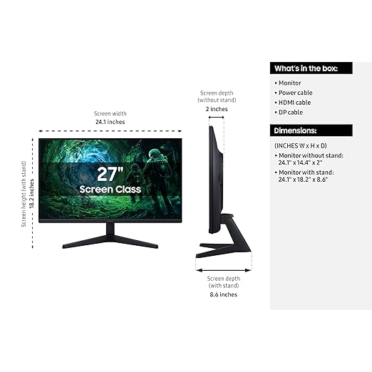 SAMSUNG 27” Odyssey G5 G53F QHD Resolution Gaming Monitor HDR10 200Hz Refresh Rate IPS Panel AMD FreeSync™ Premium Black Equalizer Auto Source Switch LS27FG53DENXZA