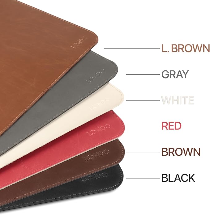 Londo PU Leather Mouse Pad – Desk Mat for Keyboard and Mouse Large Leather Office Desk Pad 13.18x17.32 (White)